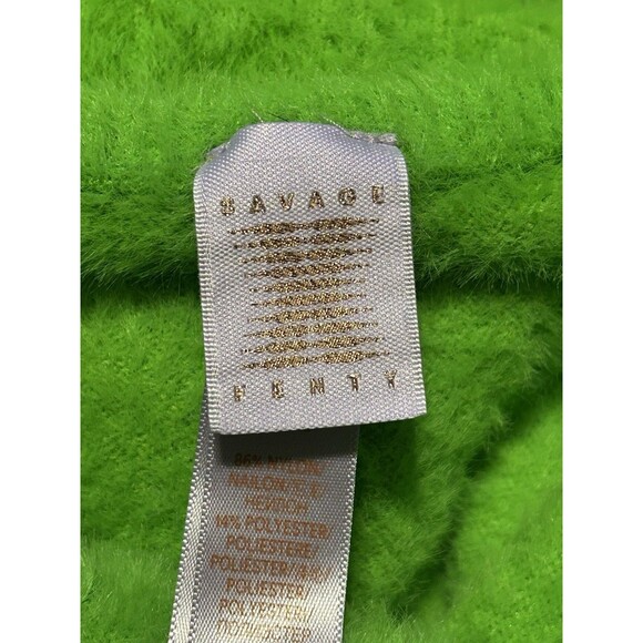 Savage X Fenty Fuzzy Green Long Sleeve Jumpsuit Bodysuit Small Cozy Plush - Picture 5 of 7